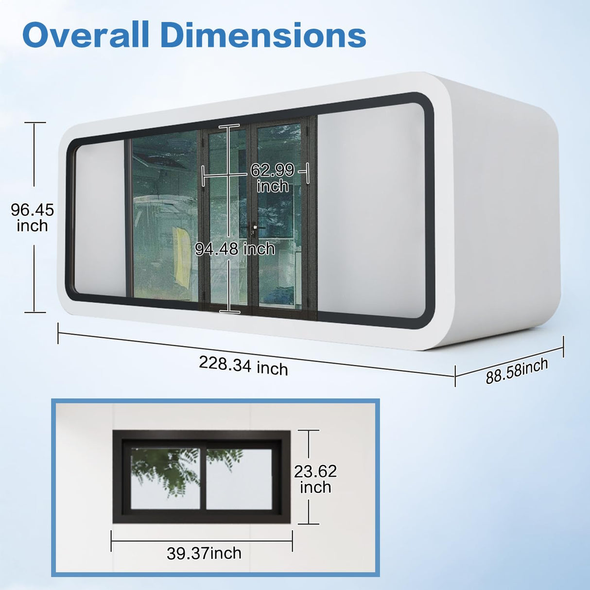 Walkmax Luxury modern prefab cabin - 19ft mobile capsule with bedroom, kitchen and bathroom, storm resistant prefab cabin -15 typhoon and 10 earthquake proof mobile cabin for travel and outdoor living WalkMax
