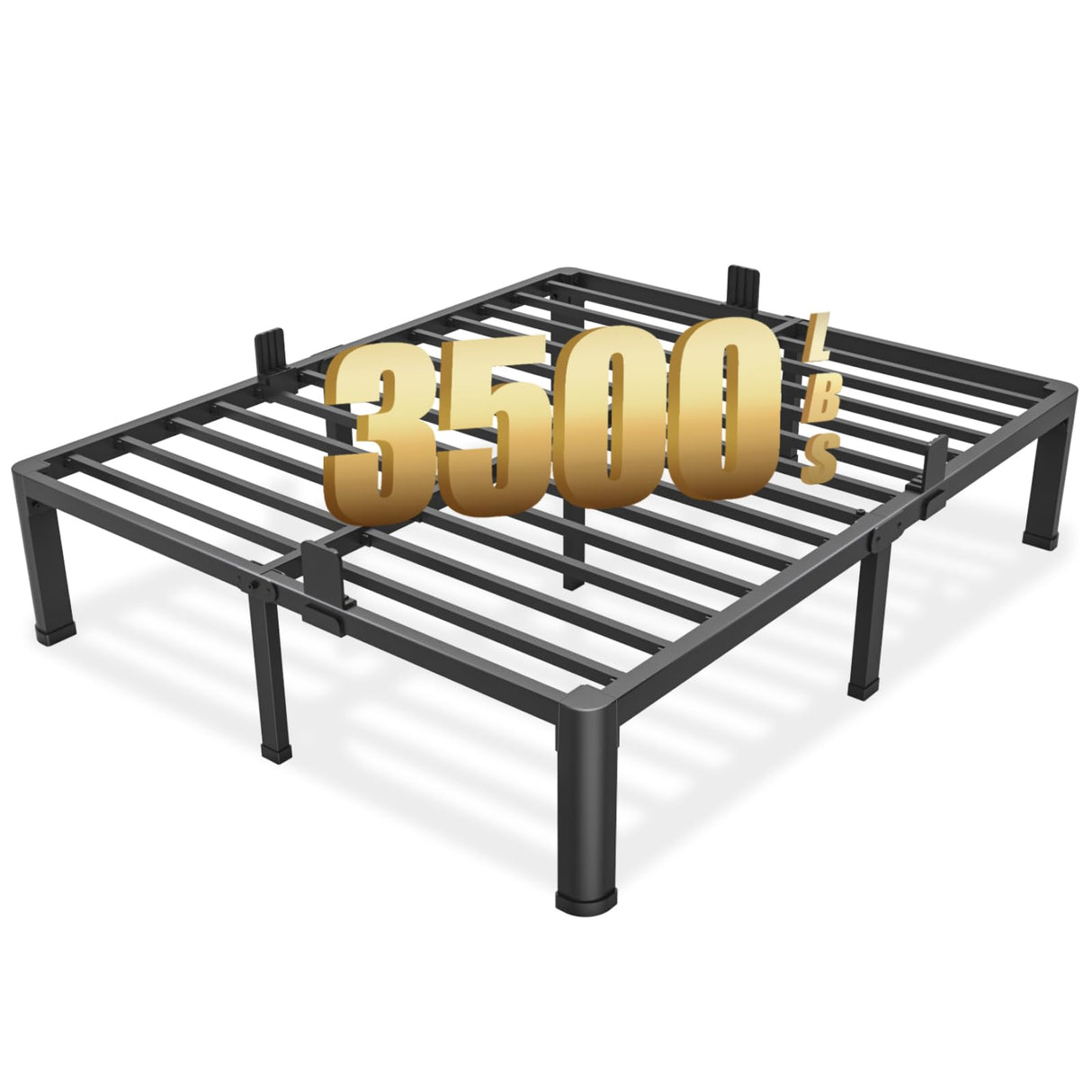 FUIOBYVV California King Bed Frame with Round Corner Edge Legs 14 inch High 3500 lbs Heavy Duty Metal Platform Bed Frame King Size No Box Spring Needed/Noise Free/Steel Slat Support/Non-Slip Black FUIOBYVV