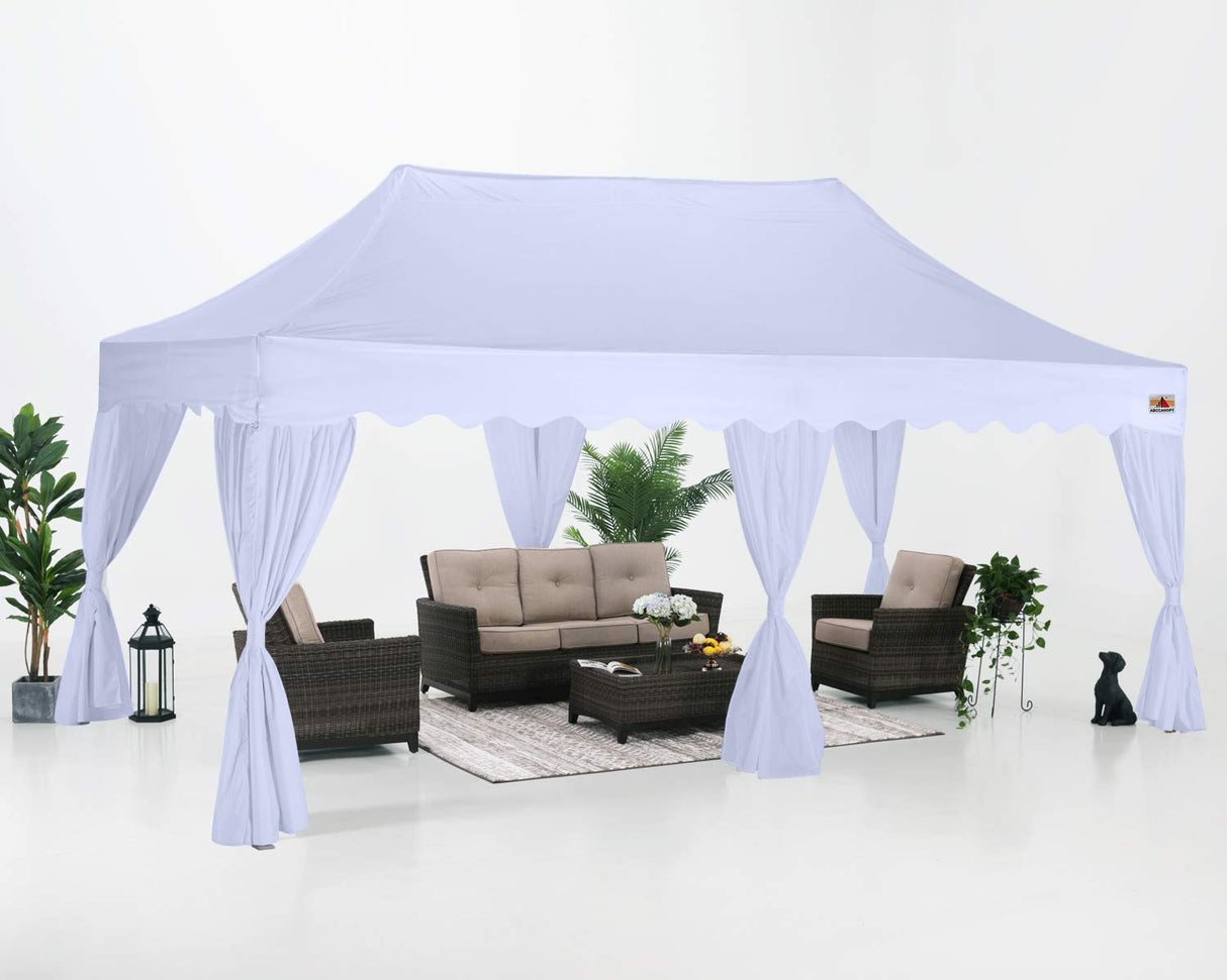 ABCCANOPY Patio Pop Up Canopy Tent with Curtain 10x20 Event-Series (White) ABCCANOPY