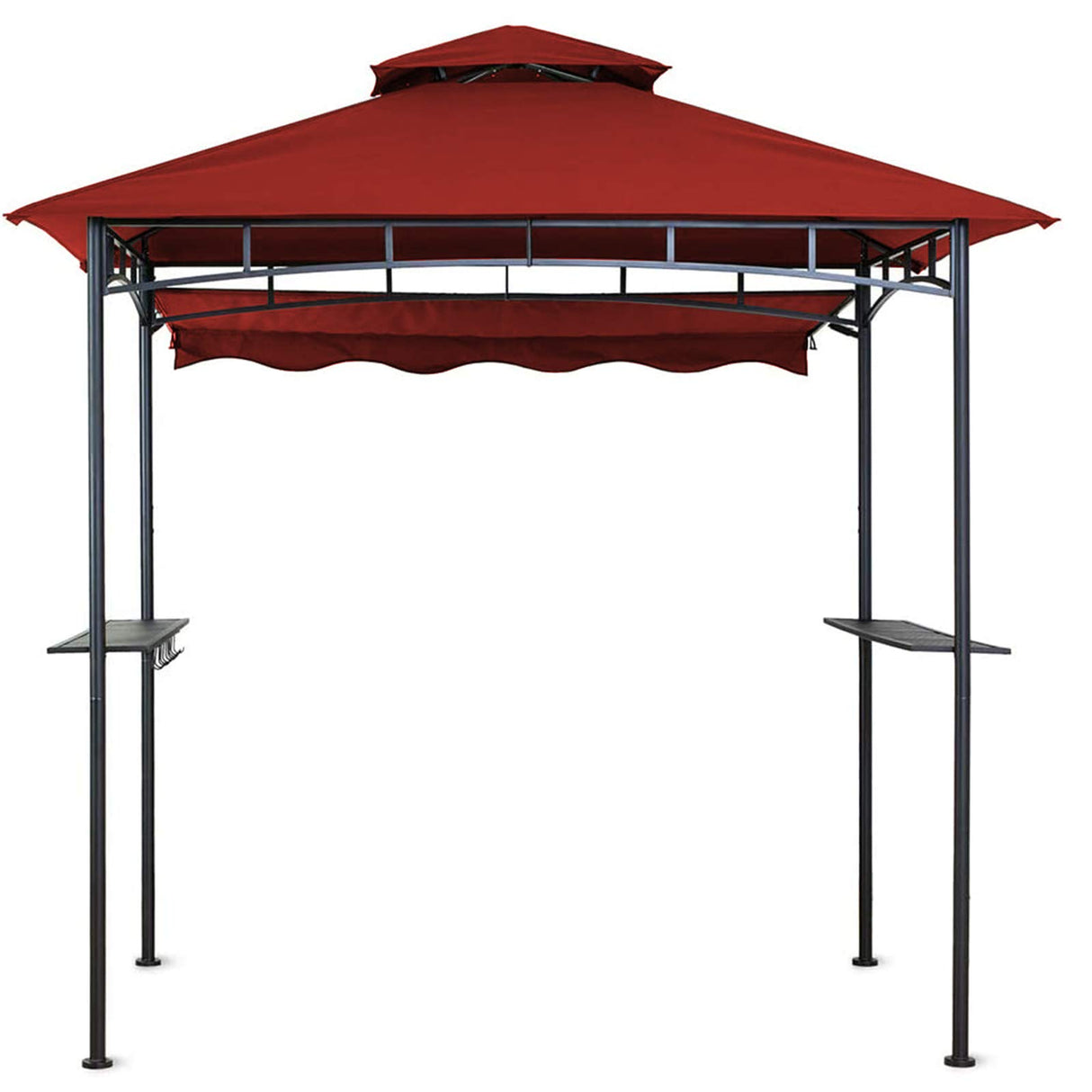CHARMELEON Double Tiered Grill Gazebo 8X 5, Outdoor BBQ Patio Canopy Tent with Stretchable Side Awning (Burgundy) CHARMELEON