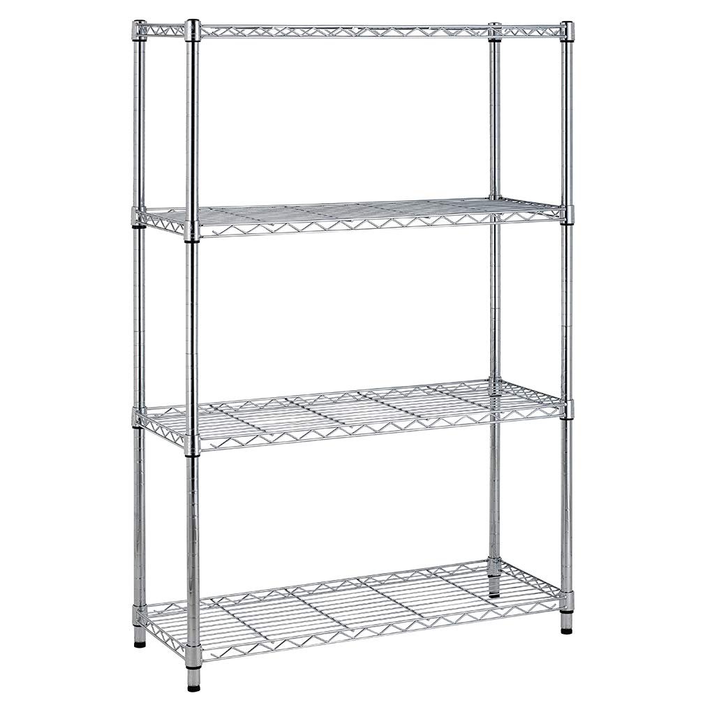 BestOffice | 4-Tier Wire Storage Shelves | 36x14x54 | Chrome | with Adjustable Racks | Heavy-Duty Metal Shelf, Holds Upto 1000 lbs | No-Tool Assembly | Ideal for Home & Garage Shelving BestOffice