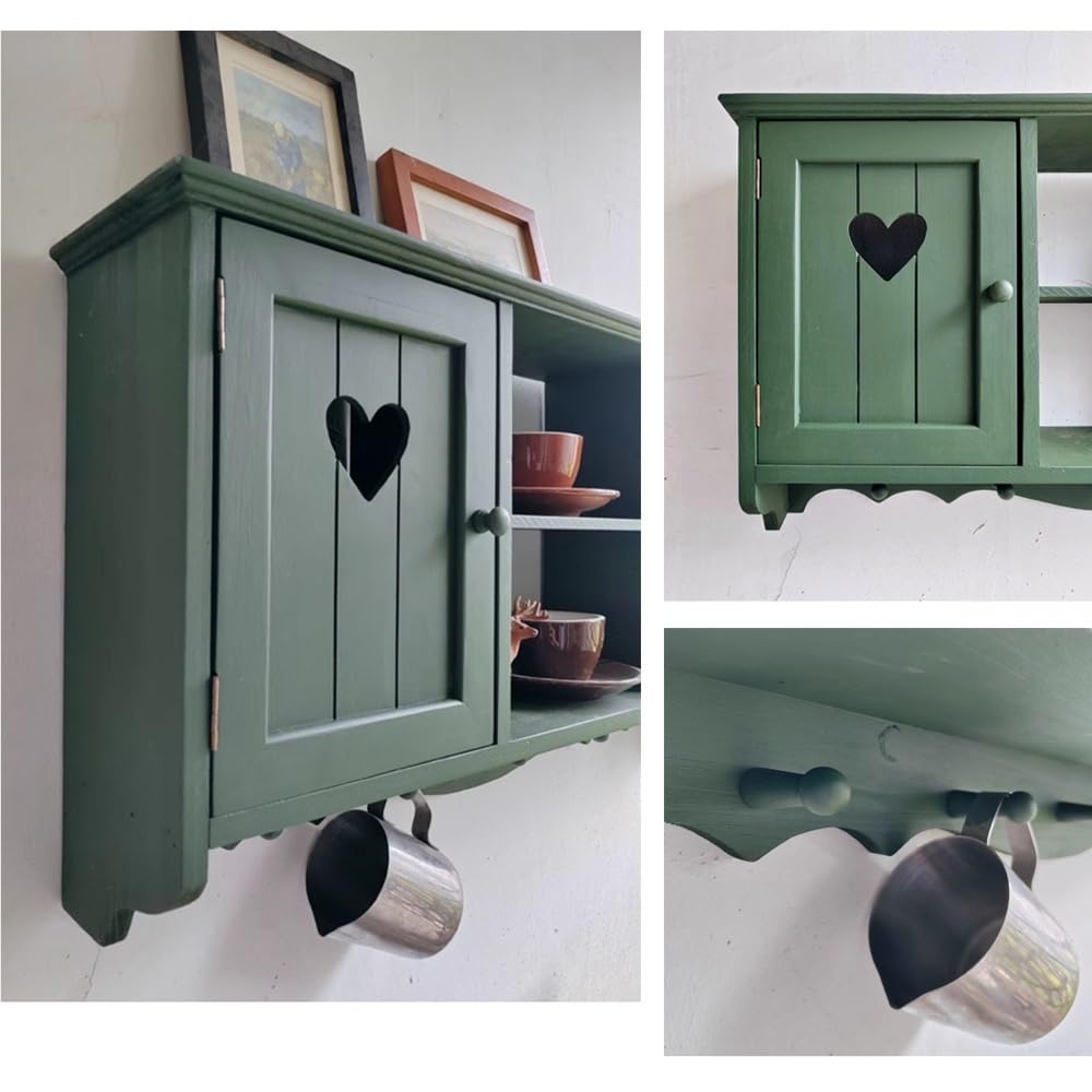 Qivzixamjr Hanging Display Shelf Organizer, Wall Mounted Curio Cabinet with Hooks, Wooden Collection Storage Rack, Floating Countertop Display Rack for Living Room, Bedroom, Kitchen (Antique White) Qivzixamjr