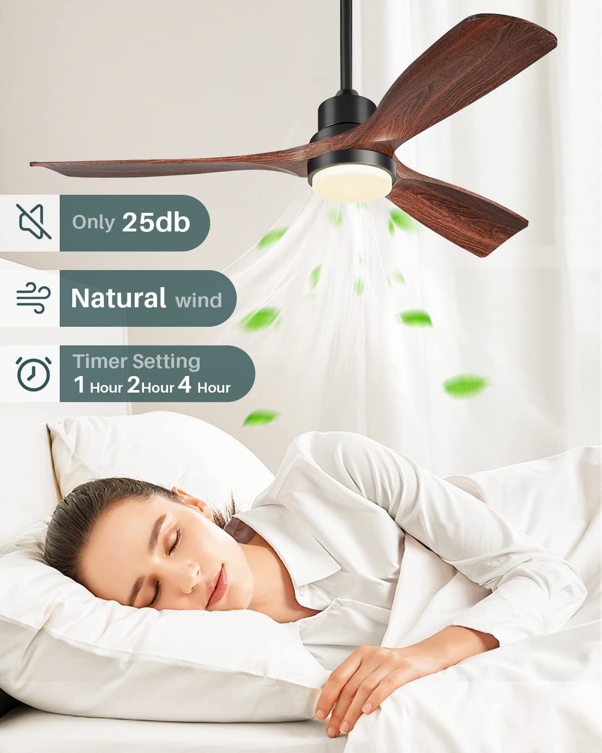 Forrovenco Ceiling Fans with Lights and Remote, 52 Inch Outdoor Ceiling Fan for Patios with Light 3 Downrods, 3 Blades Modern Ceiling Fan Noiseless Reversible DC Motor, Wood Fan for Farmhouse Forrovenco