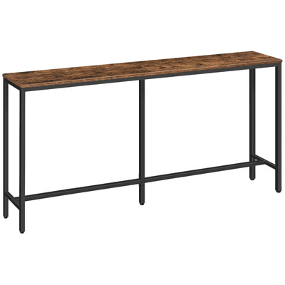 MAHANCRIS 63" Console Table, Narrow Sofa Table for Entryway, Industrial Side Table for Hallway, Living Room, Bedroom, Sturdy and Stable, Easy to Assemble, Rustic Brown CTHR16001Z
