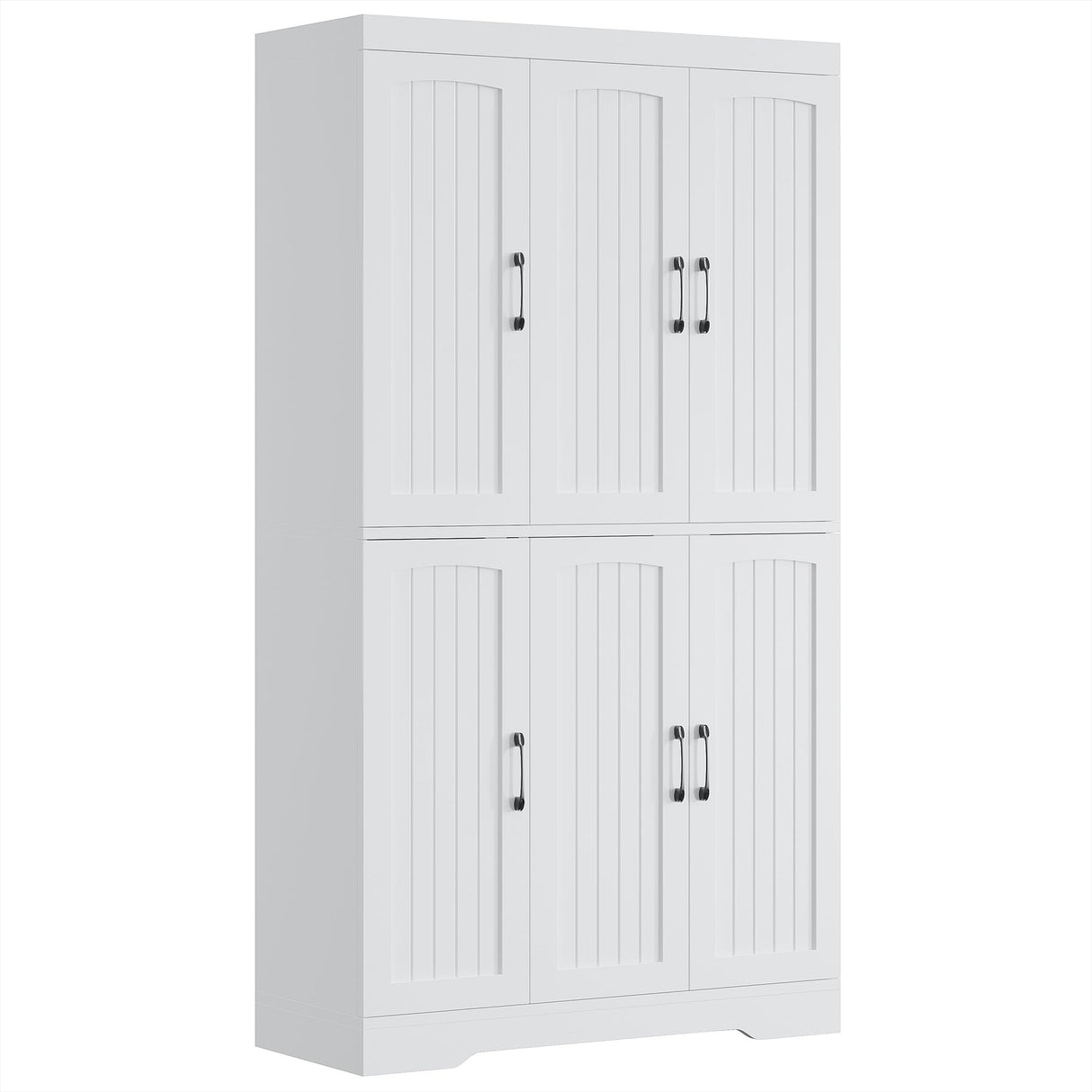 IRONCK Kitchen Pantry Storage Cabinet, Modern Food Pantries with 12 Shelves, 2 Door Racks, Adjustable Shelves, Freestanding Cupboard for Kitchen, Dining Room, White IRONCK