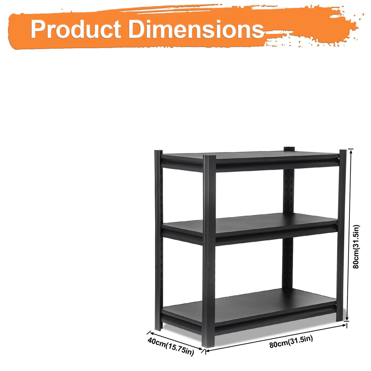 Storage Shelves 3 Tier Adjustable Garage Shelving Heavy Duty 31.5" W x 15.7" D x 31.5" H Metal Shelving Unit for Garage Shelves, Utility Rack Shelf, Storage Warehouse Pantry Closet, Black Abesthink