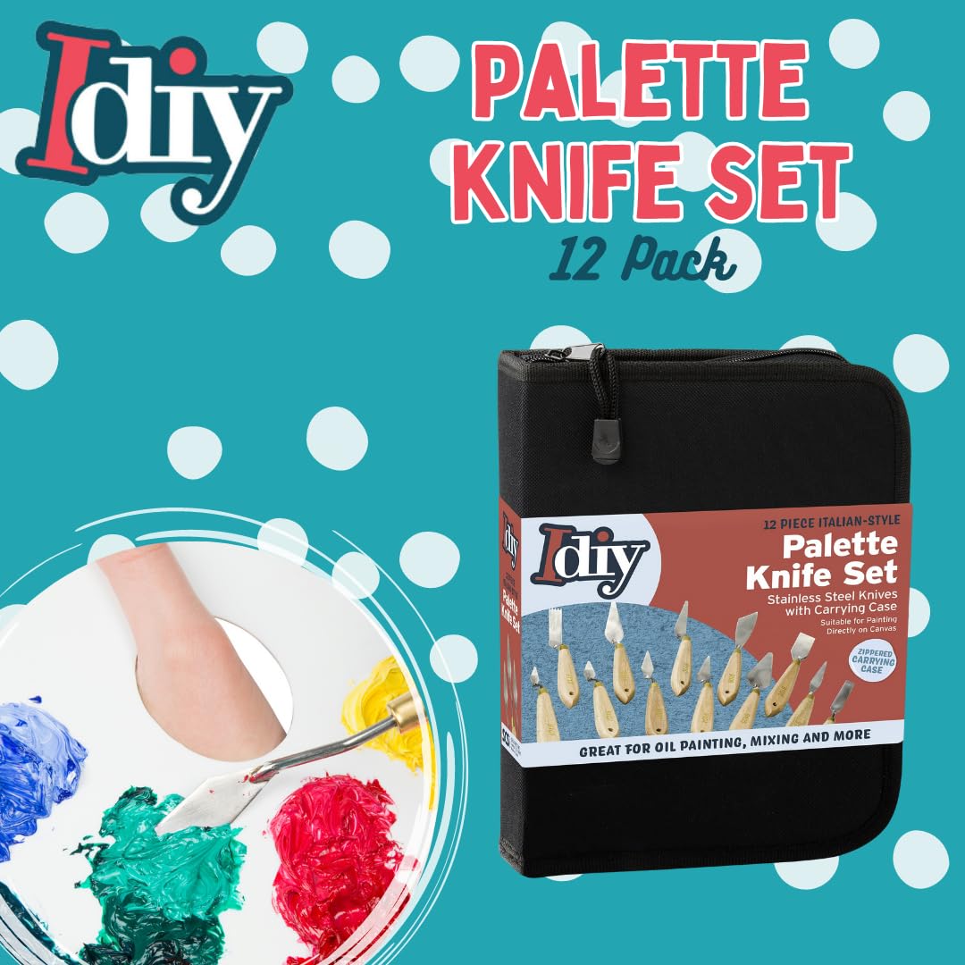 Palette Painting Knife Set 12 Pack with Carrying Case- Stainless Steel Art Paint Knives Sculpt Pro