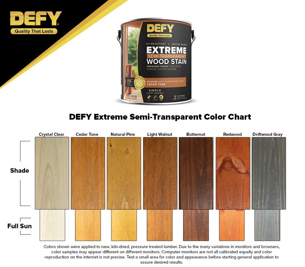 DEFY Extreme 1 Gallon Semi-Transparent Exterior Wood Stain, Butternut DEFY