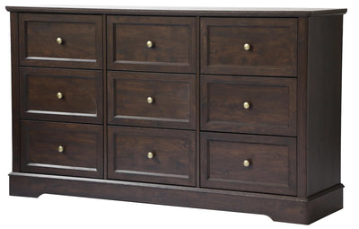 LOUVIXA Farmhouse Dresser 9 Drawer, Bedroom Chest of Drawers, Dressers with 9 Drawers, Wooden Dressers for Bedroom, Living Room, Tv Stand, Entryway (Brown-9 Drawers)