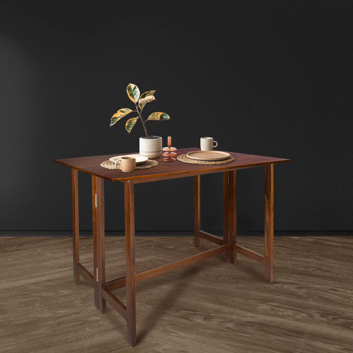 Casual Home Solid Wood Folding Convertible Dining Console Table, 40" W x 28" D x 30" H, Warm Brown Casual Home