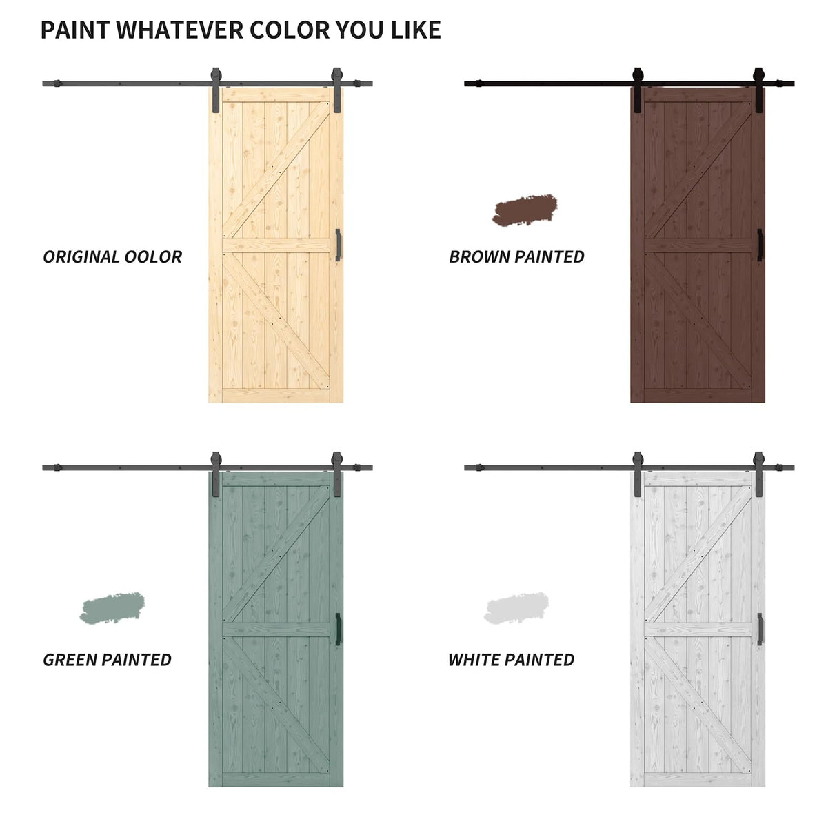 ARK DESIGN 36 x 84 Inch Barn Door with 7FT Sliding Barn Door Hardware Kit Included, Solid Wood DIY Dyeing Sliding Door, Pre-Drilled, Simple Assembly Required ARK DESIGN