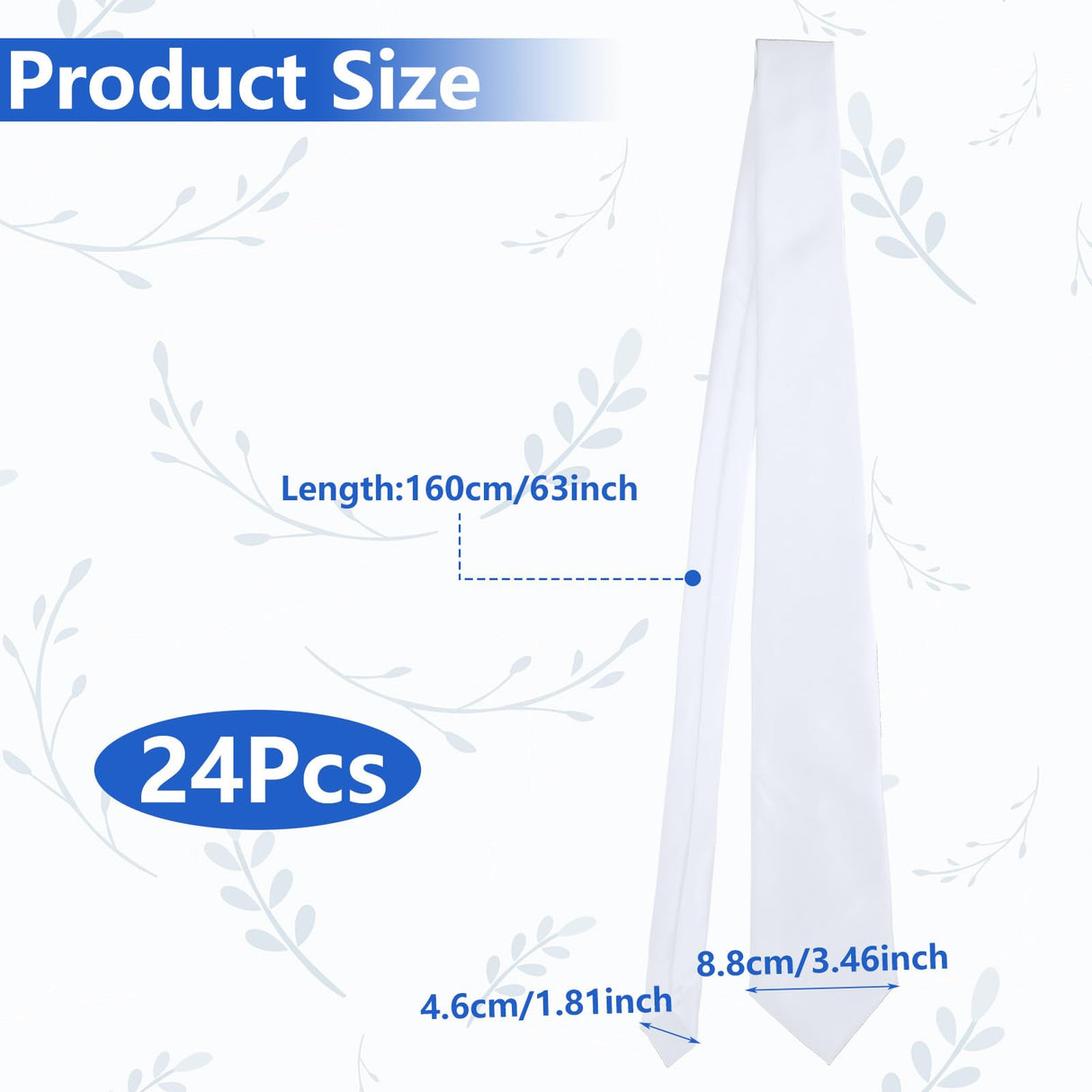 Geyoga 24 Pieces Sublimation Blank Tie for Men Solid DIY Dye White Polyester Neckties Sublimation for Weddings Party Geyoga