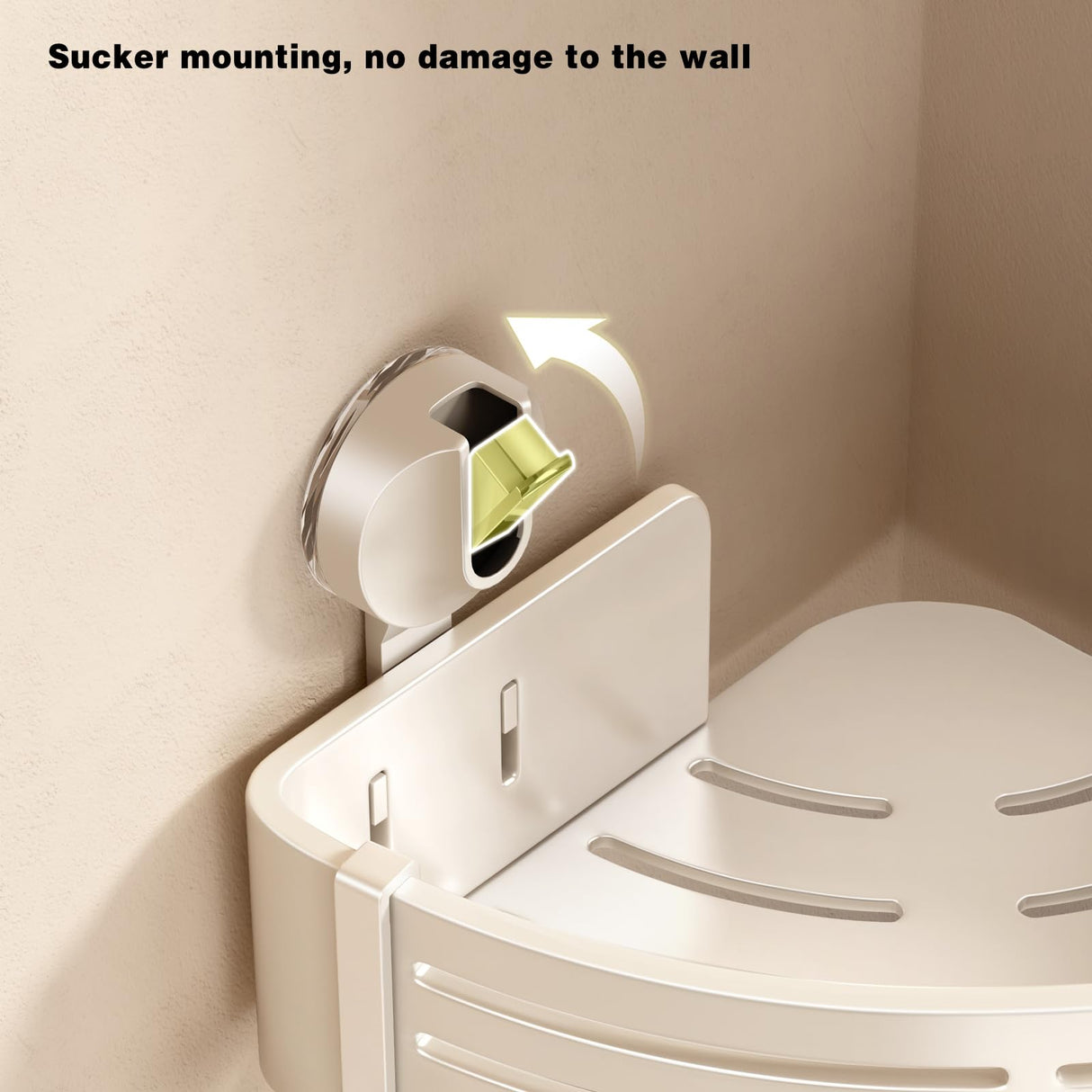 VOLPONE Corner Shower Caddy Suction Cup Shower Shelf Corner No Drilling Bathroom Shower Organizer Storage Rack Adhesive with Towel Bar Hooks(2-Pack, Ivory) VOLPONE