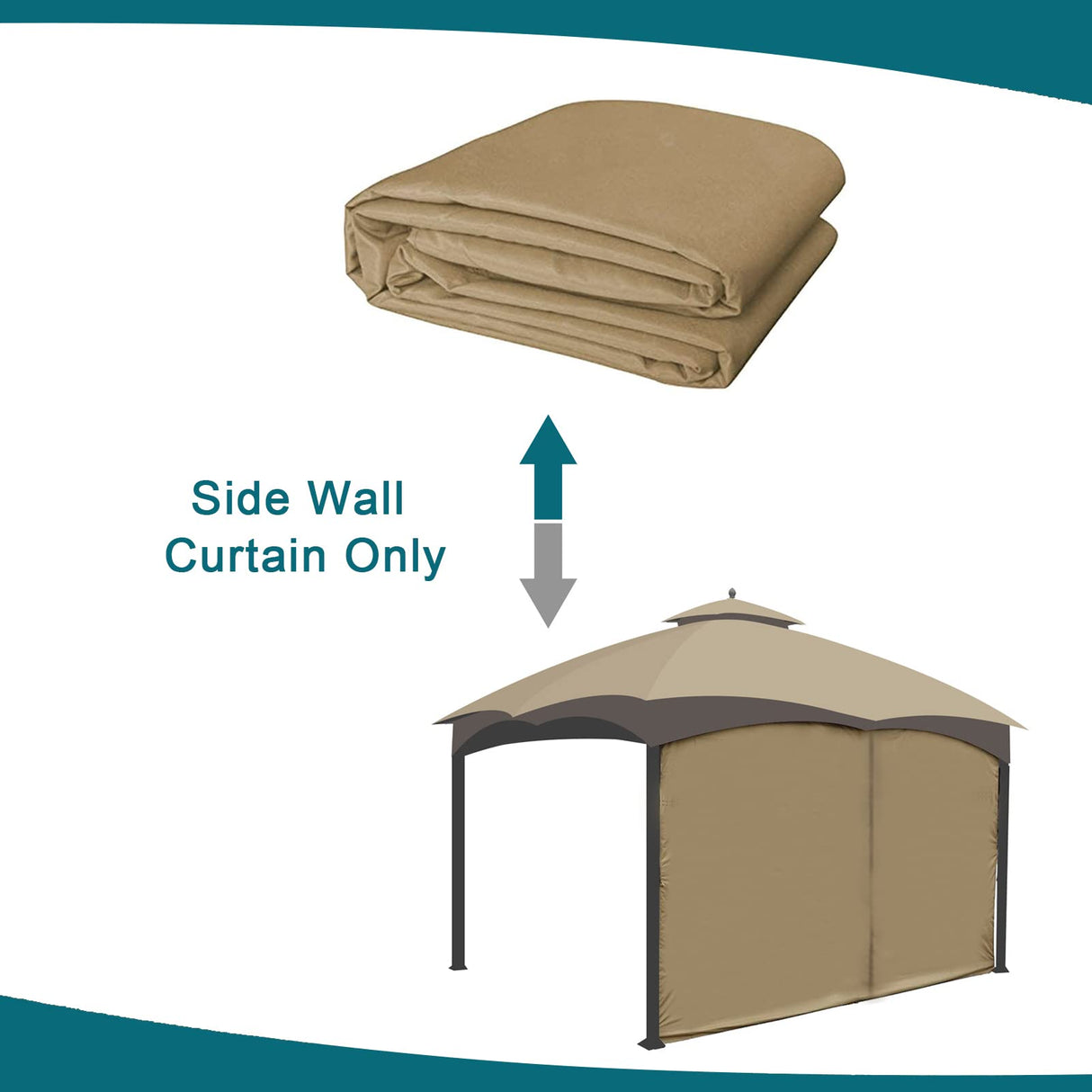 Gazebo Universal Replacement Privacy Curtain - Wonwon Privacy Panel Canopy Side Wall with Zipper for 10' x 12' Outdoor Gazebo (Khaki) Wonwon