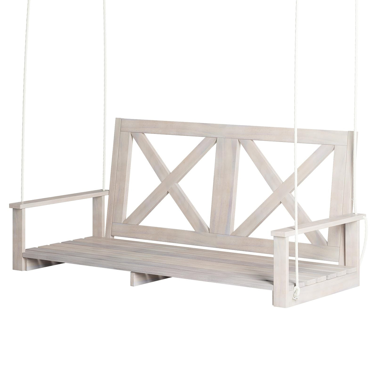 Mjkone Singe Porch Swing | Heavy Duty Out Door Porch Swing with Water Proof Layer | Wooden Proch Swing with Erosion Resist Polyster | Modern Swing Bench (Solid Wood, Double Cross) Mjkone