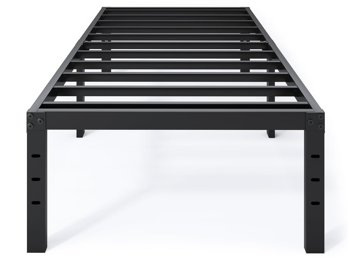 QEROMY Twin Bed Frame - 18 in Sturdy Platform Bed Frame Twin Size, Heavy Duty Metal Bed Frame No Box Spring Needed, Quick & Easy Assembly, No Noise, Black QEROMY