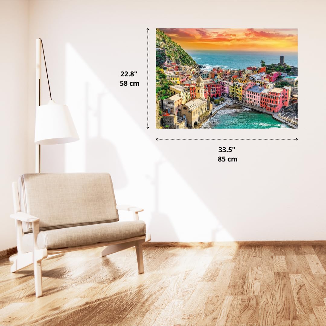 Trefl Romantic Sunset: Vernazza, Liguria, Italy 1500 Piece Jigsaw Puzzle Prime 33"x23" Thick Cardboard, Italy, Sunset, Creative Entertainment for Adults and Children from 12 Years Old Trefl