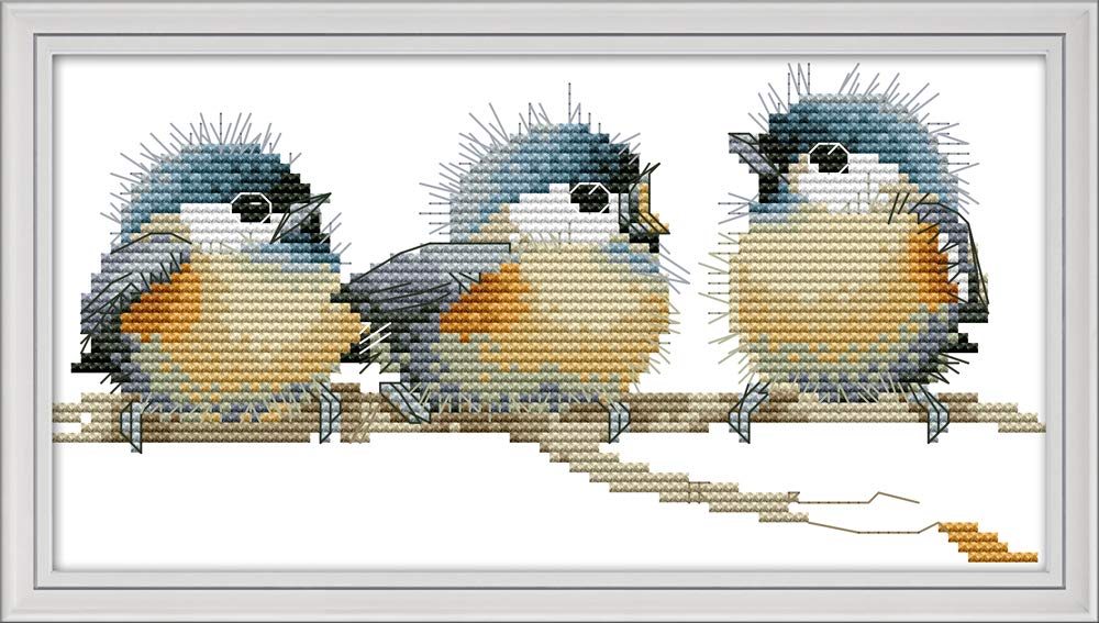Cross Stitch Kits, Three Birds Awesocrafts Easy Patterns Cross Stitching Embroidery Kit Supplies Christmas Gifts, Stamped or Counted (Birds, Counted) Awesocrafts