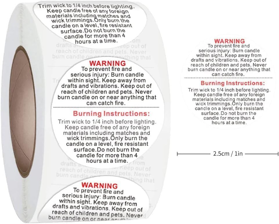 Galyacht 500Pcs White Candle Warning Labels, Candle Jar Container Stickers Candle Safety Stickers for Candle Making DIY Candle Jars and Tins Crafting Arts Galyacht