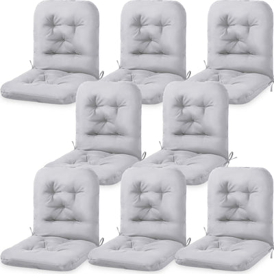 Chunful Tufted Back Chair Cushion Indoor Outdoor Weather Resistant Swivel Rocker Patio Chair Cushions for Outdoor Furniture(Light Gray,8 Pack)