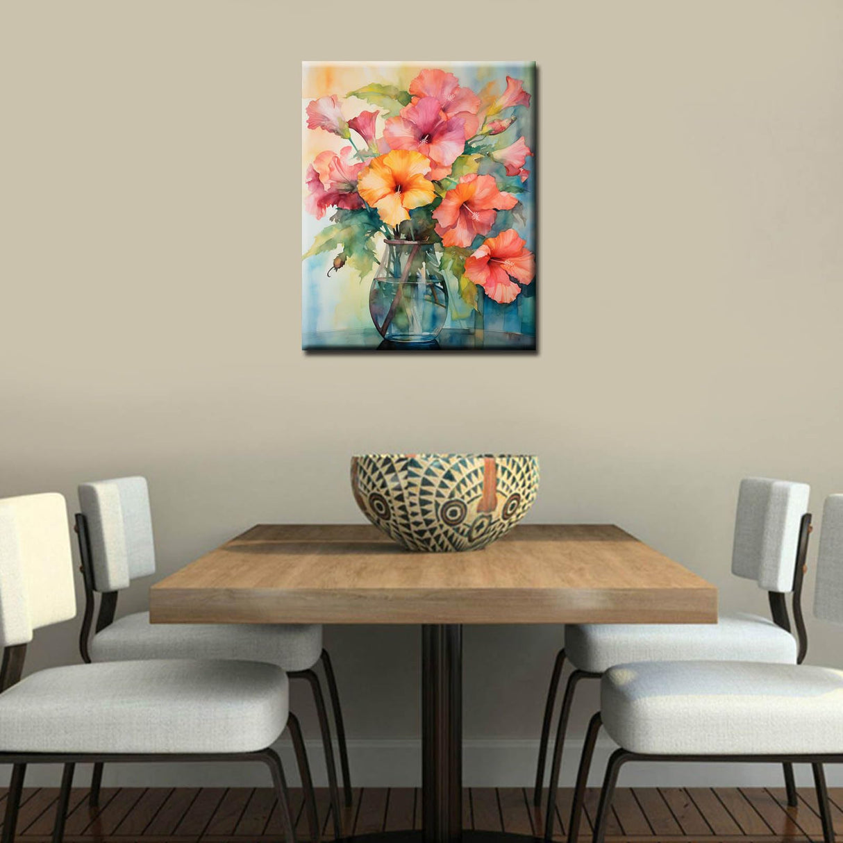 Tucocoo Hibiscus Rose Paint by Number for Adults, DIY Oil Painting Kits on Canvas with Brushes and Acrylic Pigment, Beautiful Blooming Floral Vase Picture for Home Decor 16x20 inch (Frameless) Tucocoo