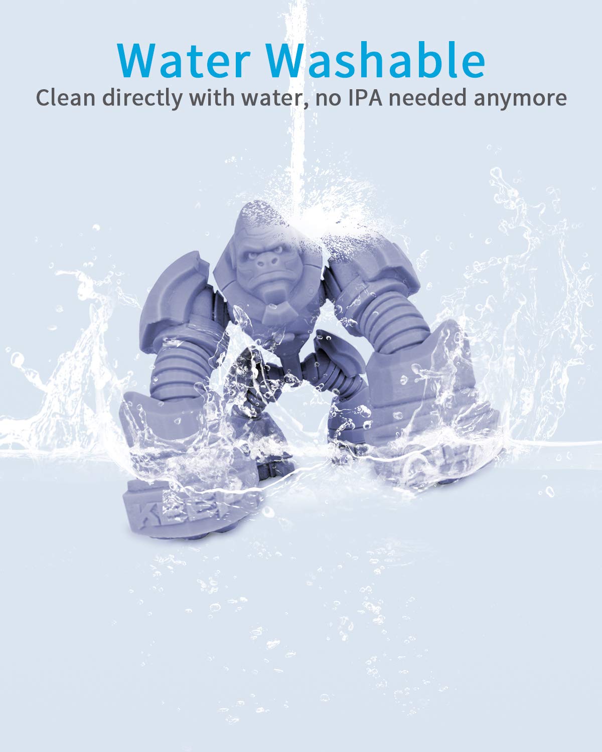 ELEGOO Water Washable 3D Printer Resin 500g Grey, Rapid Precise Printing Photopolymer Resin 405nm UV-Curing Resin for LCD/DLP/MSLA 3D Printer ELEGOO