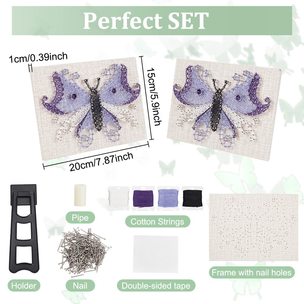 WEBBEDY 3D String Art Kit DIY Butterfly String Arts and Craft Kits for Adults Beginners Include All Necessary Accessories and Wooden Frame, Home Wall Decorations Unique Gift for Valentine's Day WEBEEDY