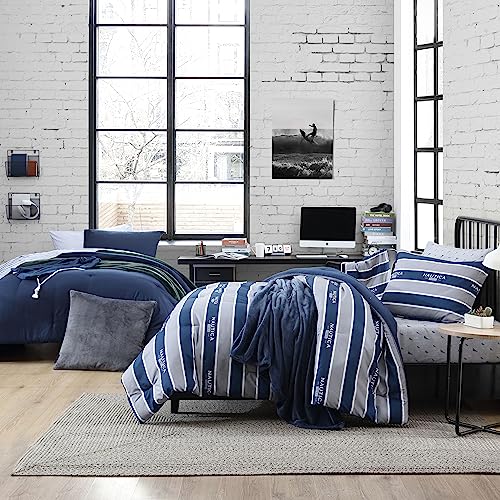 Nautica - Full Bonus Bed Set, Reversible & Ultra-Soft Brushed Comforter with Lightweight Feel, 7 Piece Bedding with Matching Bed Sheets, Pillowcases, & Tote Bag (Captain's Blue/Green) Nautica