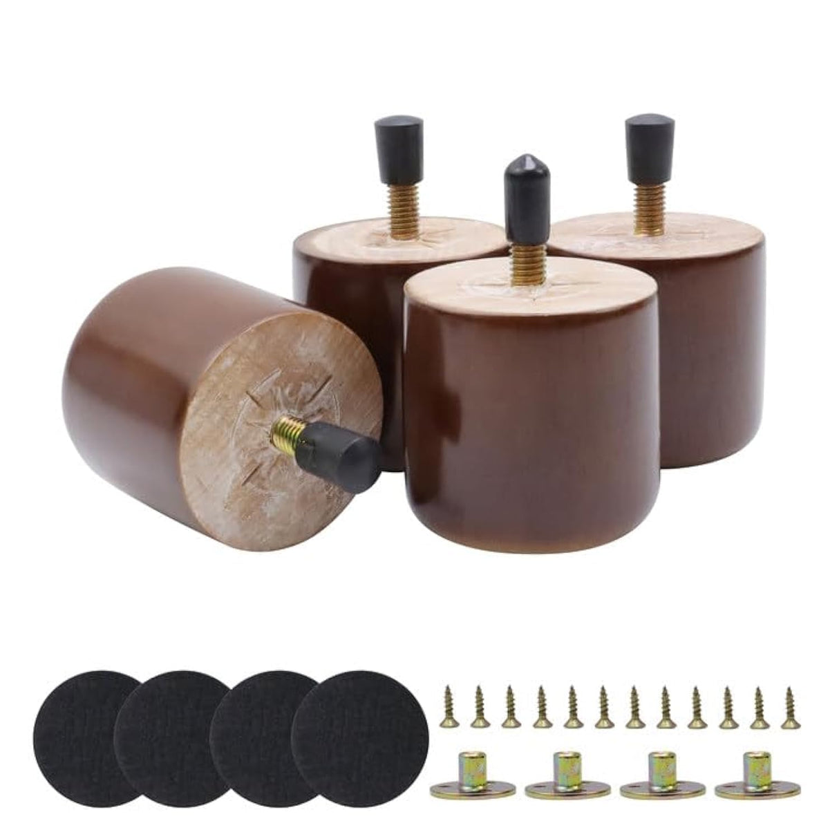 Savagrow Round Wooden Furniture Legs 2 Inch Wooden Replacement Legs for Furniture Sofa Table Cabinet Set of 4 (Brown) Savagrow