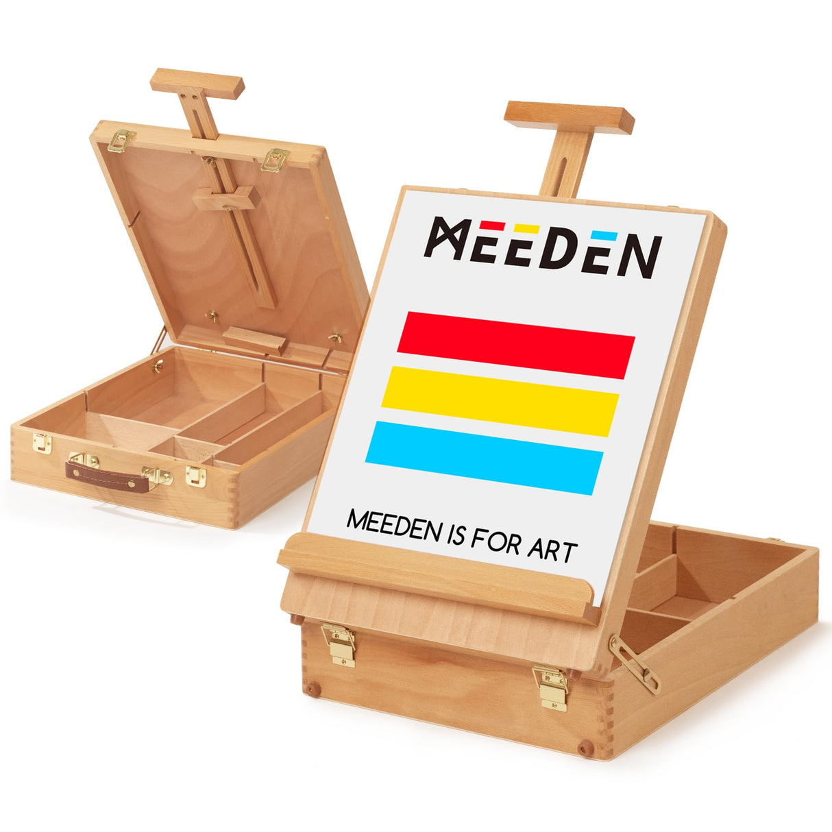 MEEDEN Extra-Large Tabletop Easel, Solid Beech Wood Table Top Easels for Painting Canvas, Sketchbox Easel, Table Art Easel for Adults & Artist, Art Supplies Storage Box,Hold Canvas Up to 28" MEEDEN