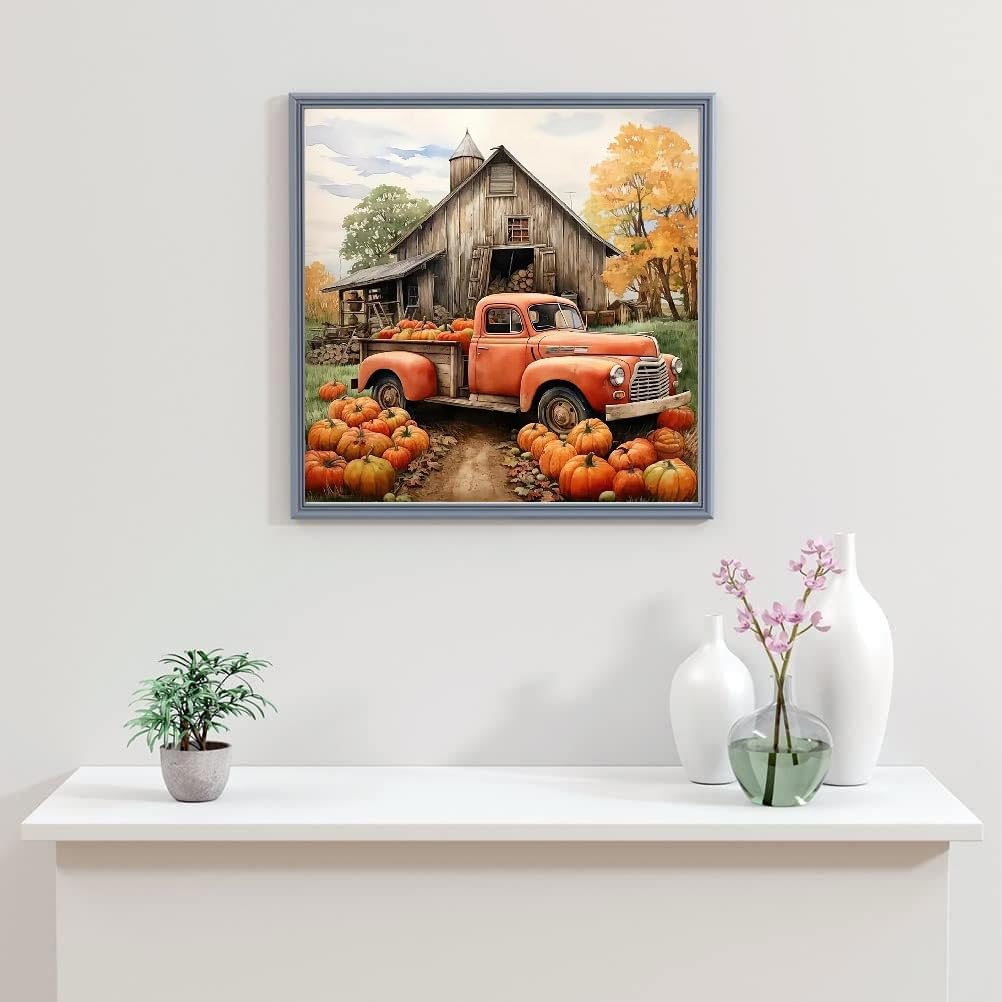 JFYHAB 5D Diamond Painting Kits for Adults Beginners,Fall Farm Diamond Art Kit,DIY Truck Full Drill Diamond Dot Gem Art Kits for Adults,Home Wall Decor 12 * 12 JFYHAB