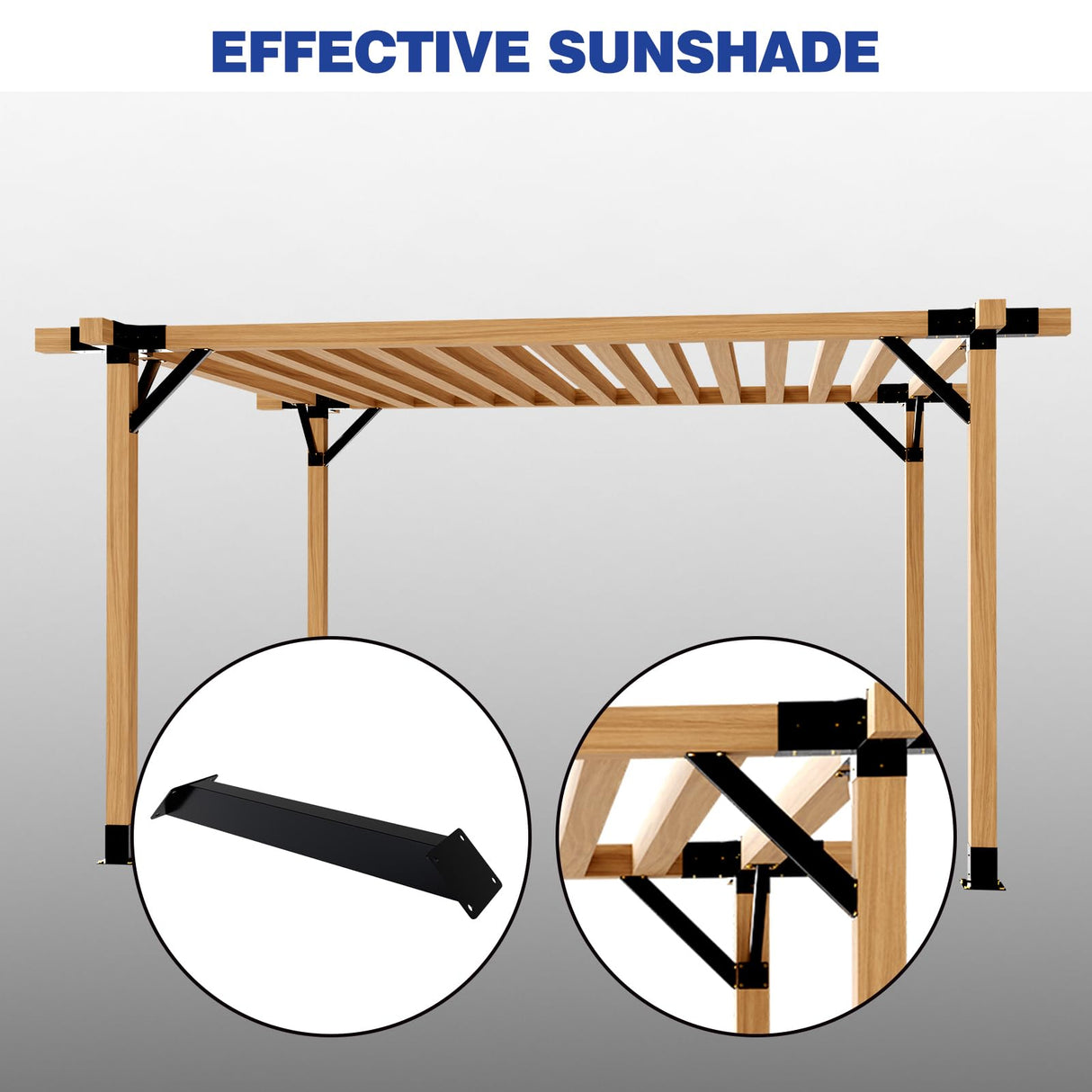 Grehitk 8PC 45 Degree Angle Support Bracket, Pergola Kit Heavy Duty Connector Brace Bracket Kit for Pergolas for for Gazebos Patio Pergolas Log Cabin Elevated Wood Stand Kit Grehitk
