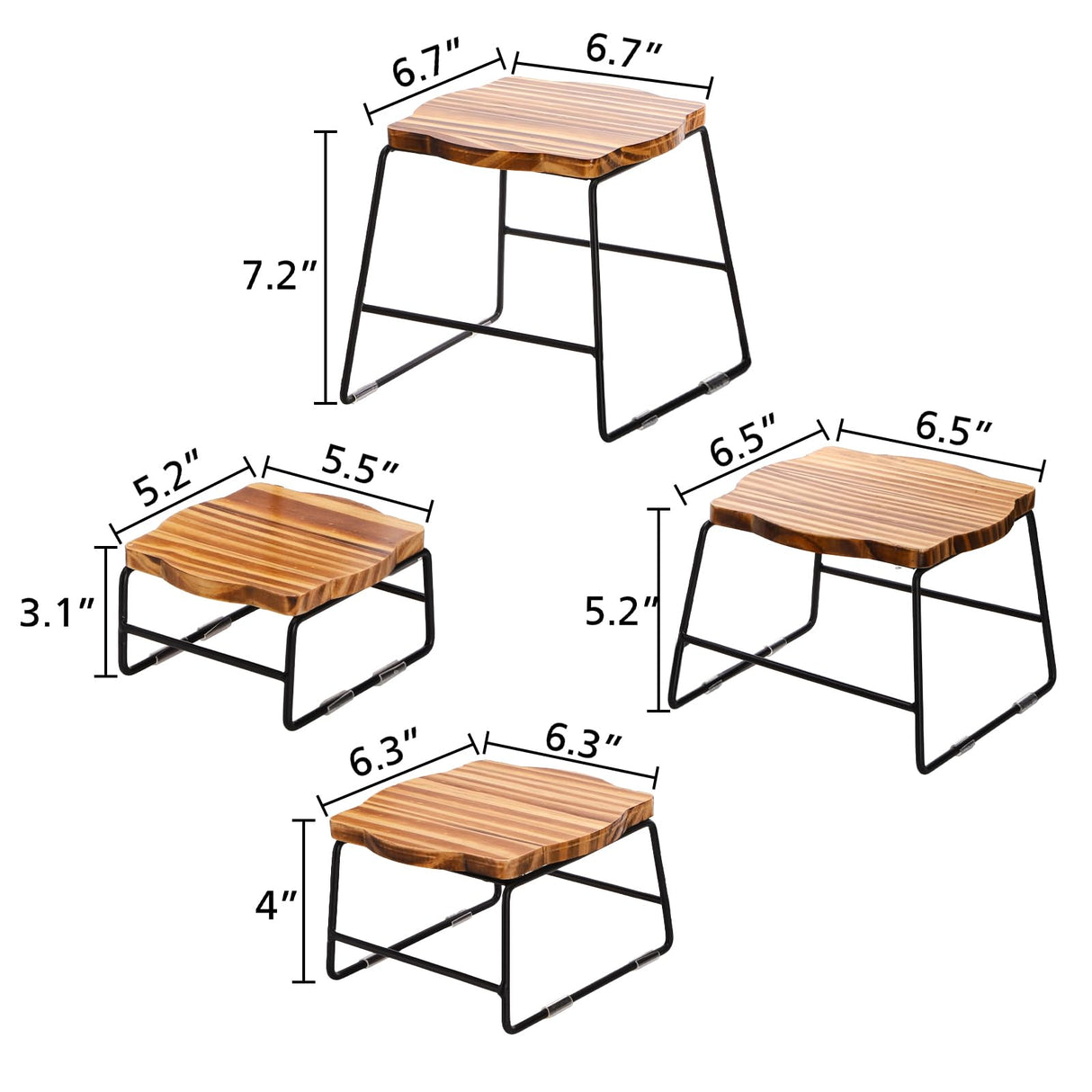 ZENFUN 4 Piece Wood Buffet Risers, Dessert Table Risers Food Display Riser, Pizza Pan Riser, Cupcake Stand & Wood Display Risers, Nesting Food Platter and Plate Holder ZENFUN