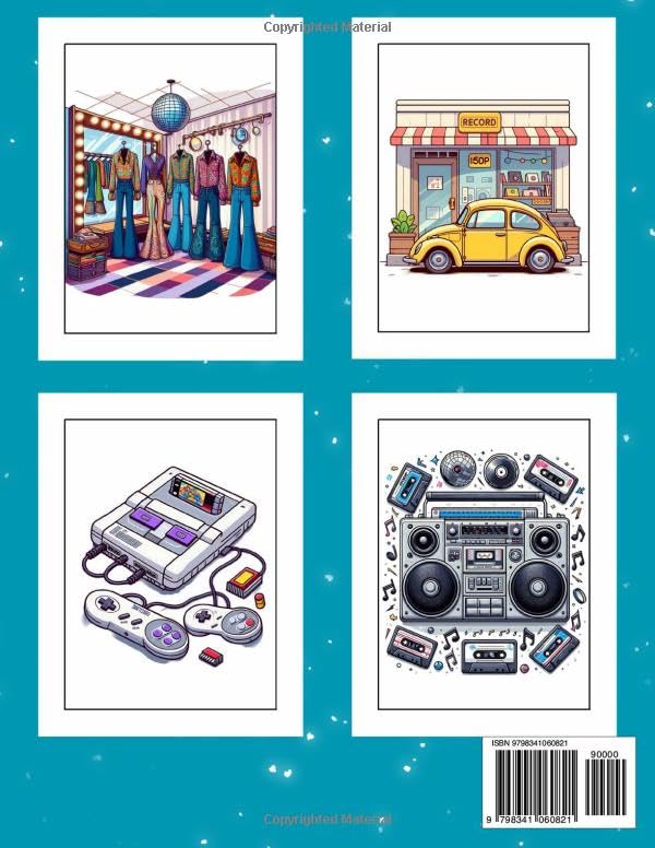 Retro Coloring Book For Adults: The Wonder Years, beautiful designs with representative objects from the 70s, 80s, 90s and 2000s that evoke very ... gift for relaxation and stress relief. WoodArtSupply