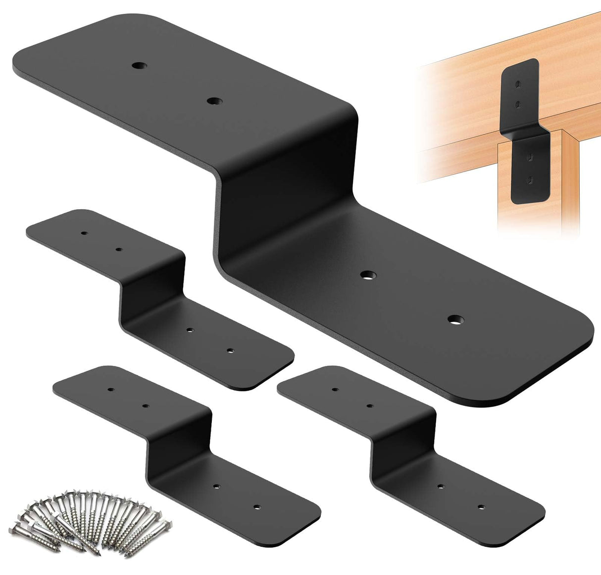 Eegoowa 4 Piece Heavy Duty Steel Z Bracket 6" Post and Beam Support, Double Angle Channel Angle Support for Wood Shelf Fixing Timber Connector Pergola Bracket, 3" Width, 1/8" Thickness (6 inches) Eegoowa