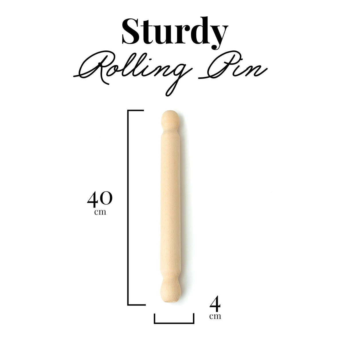 Tuuli Kitchen – French Wooden Rolling Pin, Baking Roller for Rolling Out Pizza, Pasta, Puff and Other Doughs, 40 x 4 cm tuuli