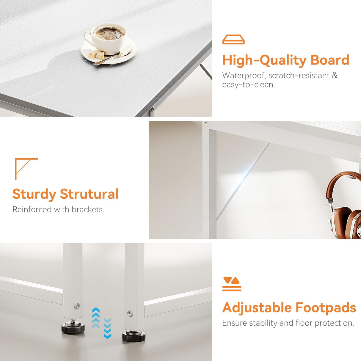 Casaottima 40-Inch Small Computer Desk with Fabric Drawers & File Cabinet, Home Office Desk with Cloth Storage Bag and Hook, Writing Study Work Table for Small Space, Vanity Desk for Bedroom, White Casaottima