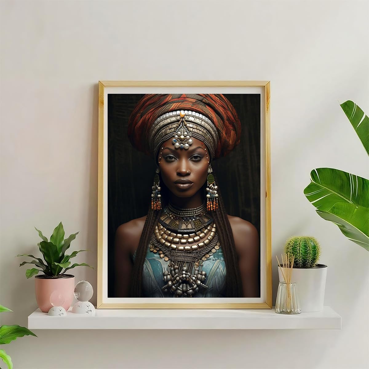 Diamond Painting Kit, 30x40cm African Woman with Jewelry Portrait, Cultural Art DIY Craft, Unique Home Wall Decor, Gift for Her Amz Camel