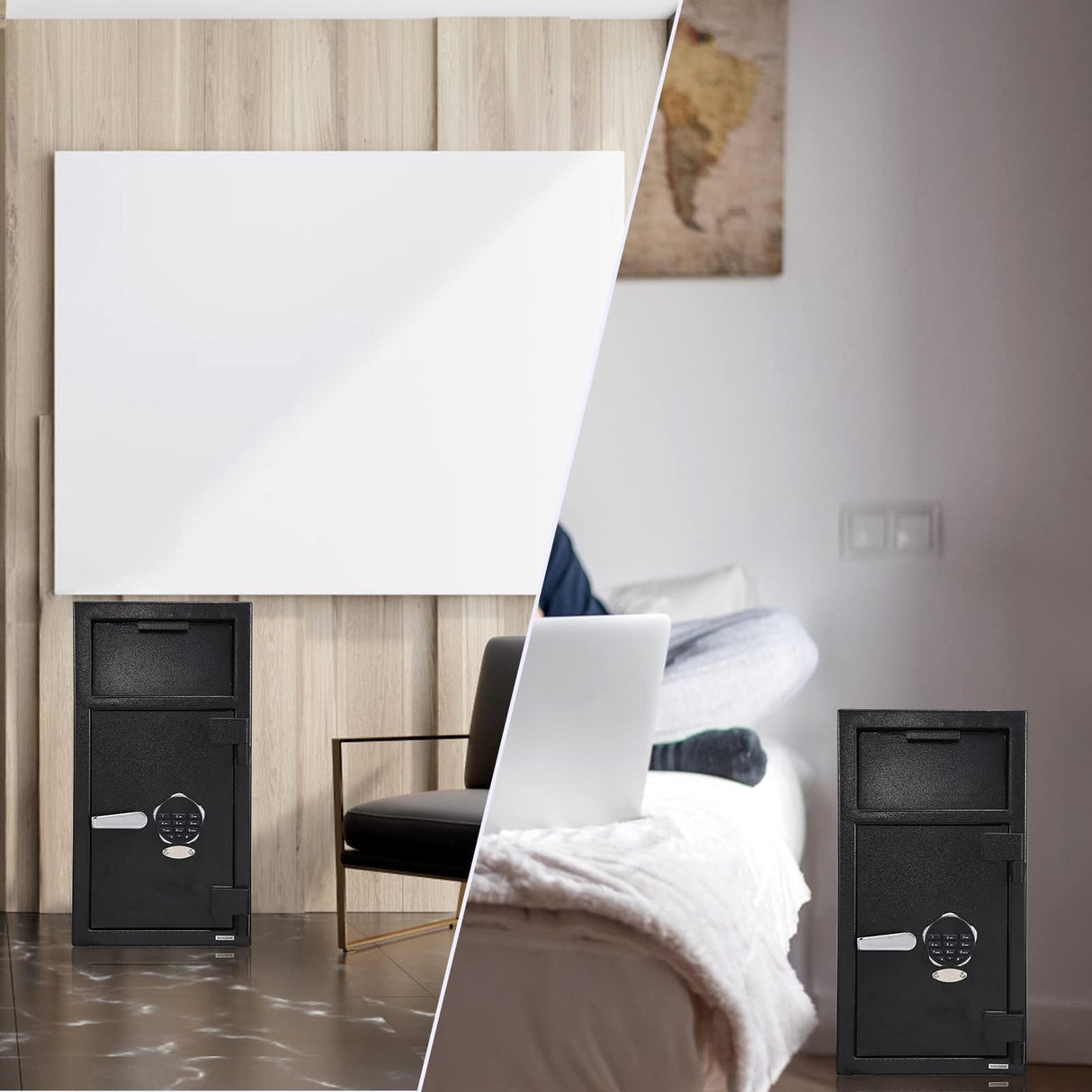 TROPOW 3.5 Cu.Ft Heavy Duty Drop Safe for Business With Digital Keypad, Depository Safe for Money with Drop Slot, 27" x 15.7"x 13.8", Office Safe Box for Money and Mail, Black TROPOW