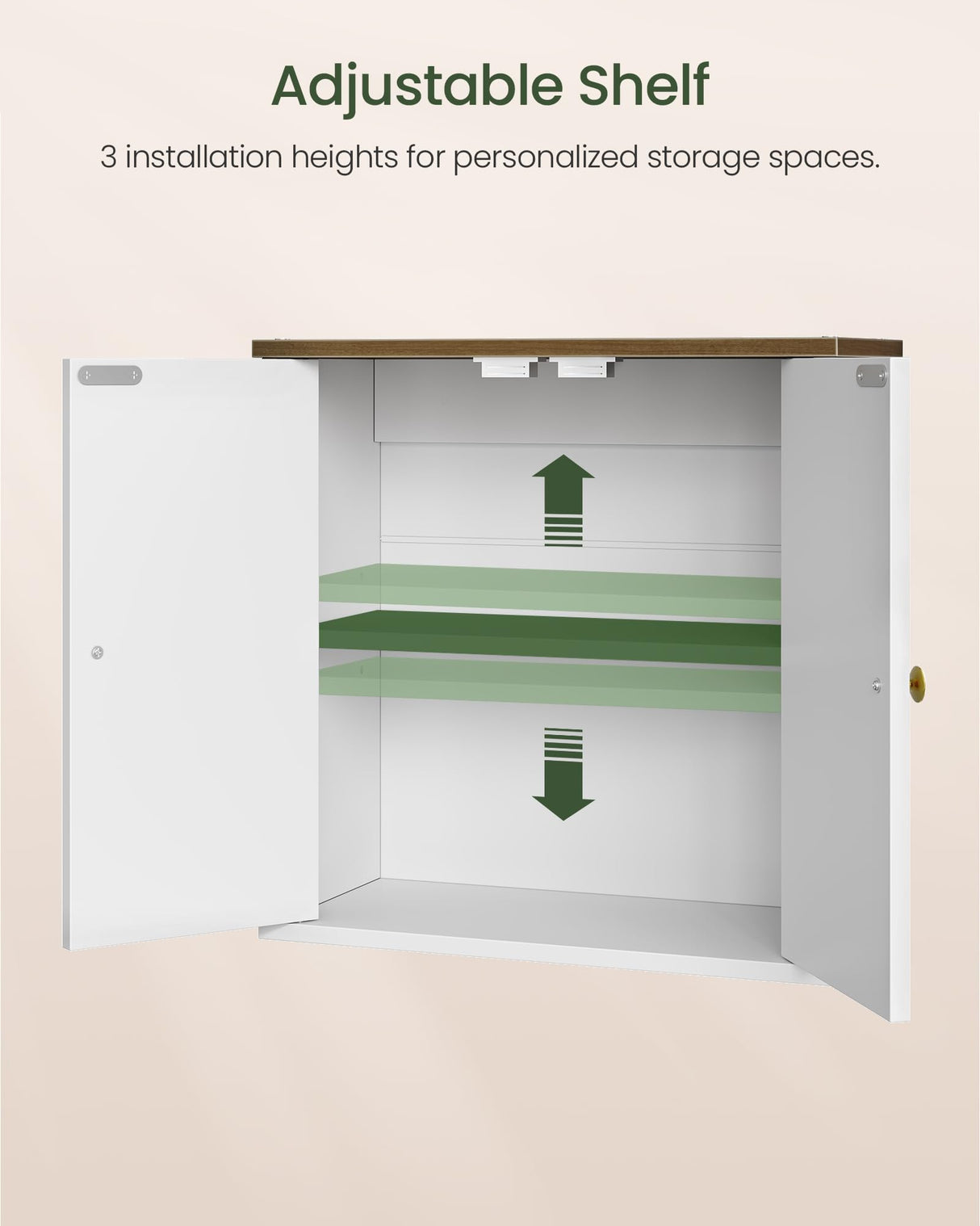 CHOEZON Bathroom Wall Cabinet, Medicine Cabinet with Adjustable Shelf, Modern Wall Cabinet with 2 Doors, Farmhouse Wall Mounted Storage Cabinet, for Bathroom, Living Room, Kitchen, White and Walnut CHOEZON