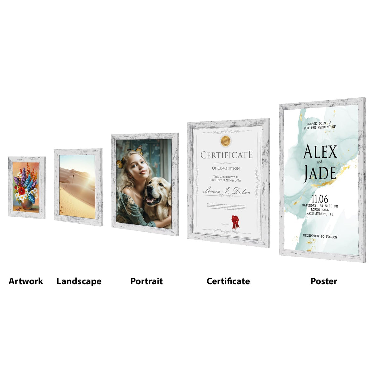 HORLIMER 4x6 Picture Frame Set of 15, Distressed White Rustic Picture Frames Display 4 by 6 Photo for Wall or Tabletop HORLIMER