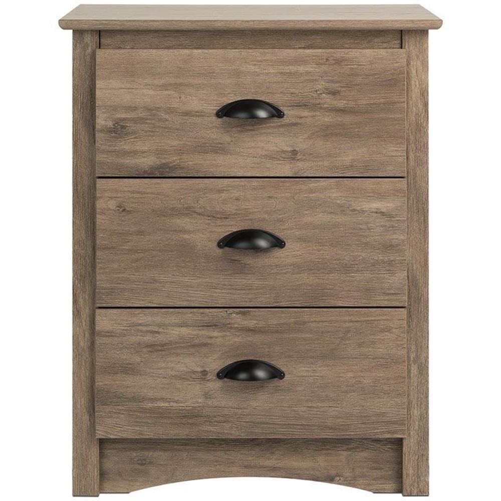 Prepac Salt Spring Rustic Tall Nightstand Side Table with 3 Drawers, Farmhouse Tall 3-Drawer Bedside Table 16" D x 23" W x 29" H, Drifted Gray, DDC-2403 Prepac