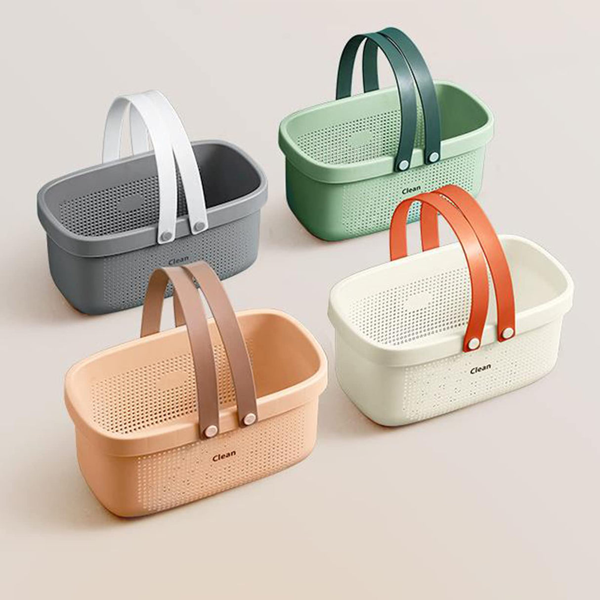 JiatuA Plastic Storage Basket with Handle Portable Shower Caddy Tote Organizer Basket Bin for Bathroom Kitchen Dorm Room Bedroom, Green JiatuA