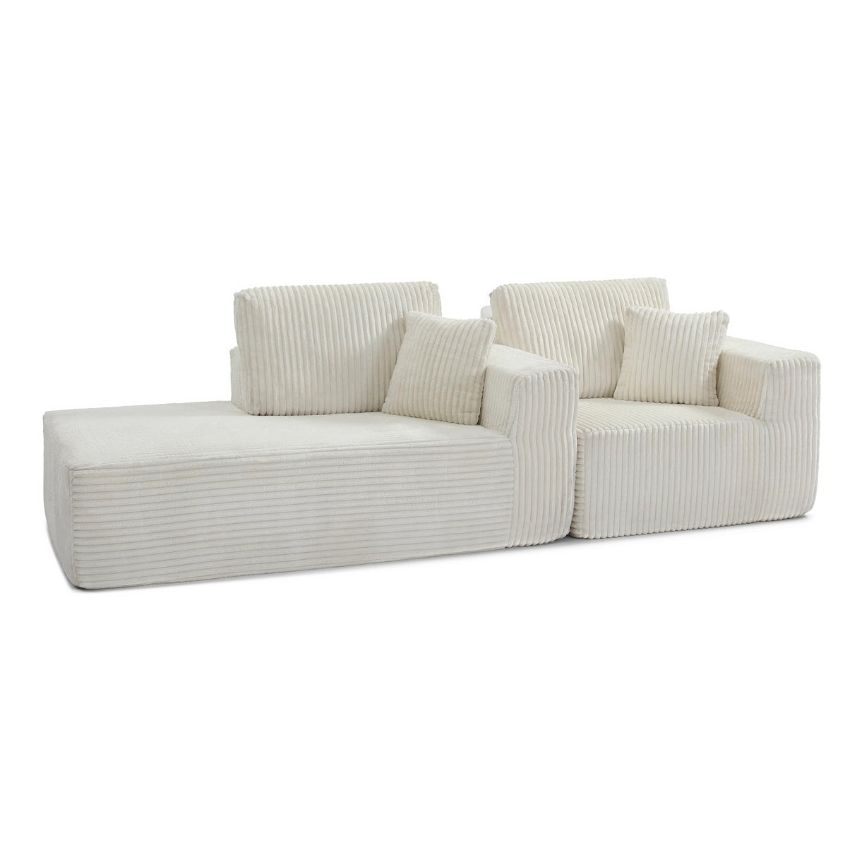 HYJT-H&K Modular Sectional Sofa Cloud Sectional Couch, 107" Comfy Fluffy L Shaped White Couches for Living Room, Deep Seat Memory Foam Plush Corduroy Boneless Couch Sectionals Left Facing Chaise Sofa HYJT-H&K