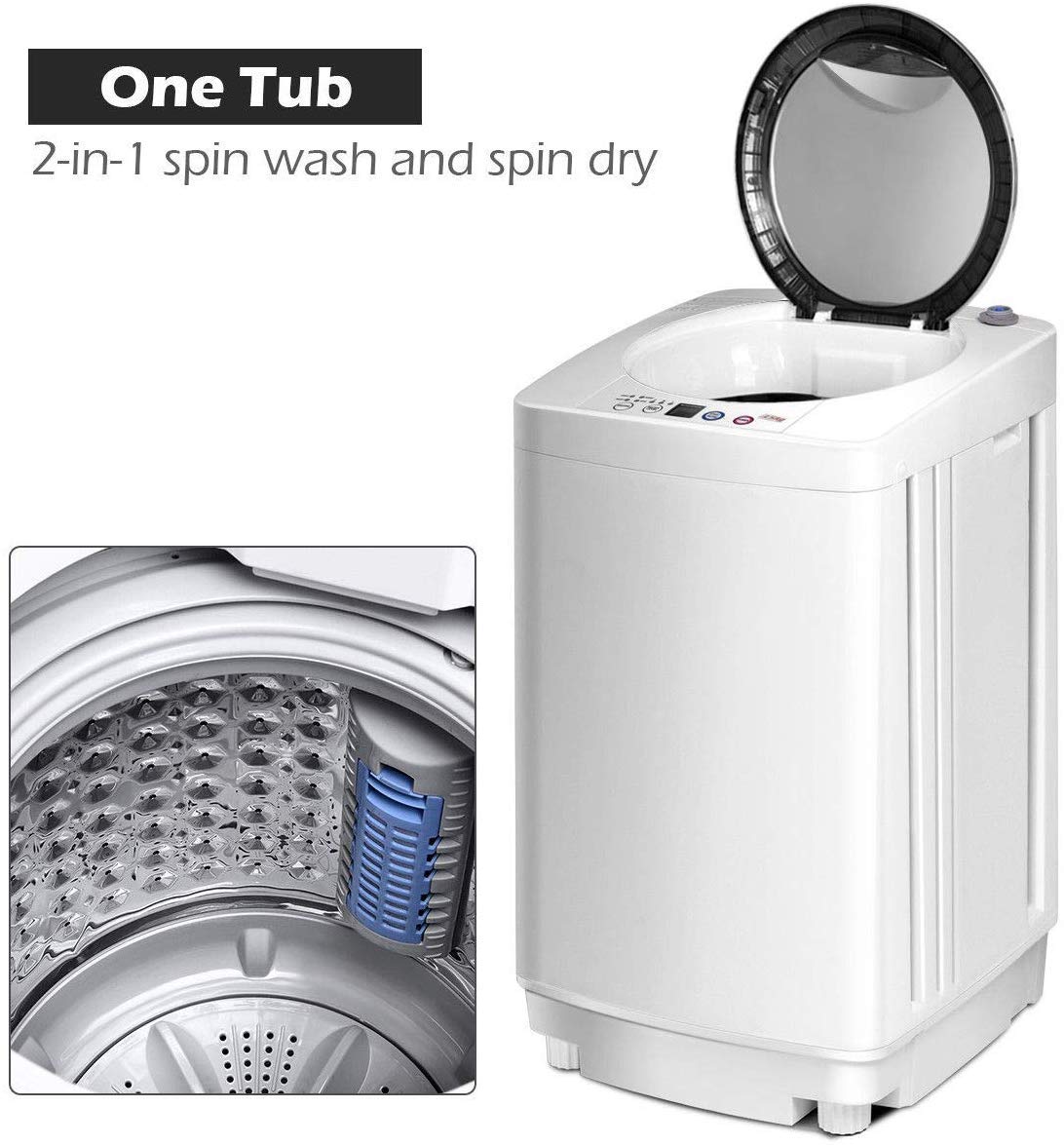 Giantex Portable Washing Machine, Full Automatic Washer and Dryer Combo, with Built-in Pump Drain 8 LBS Capacity Compact Laundry Washer Spin Dryer for Apartment RV Dorm Giantex