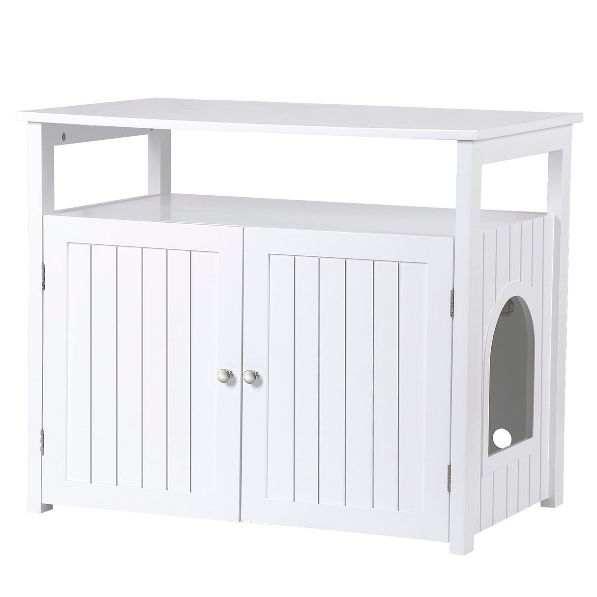 Cat Litter Box Enclosure with Storage Shelf Hidden Litter Box Furniture Indoor Cat Washroom Wooden Cat House Table Nightstand Pet Republic