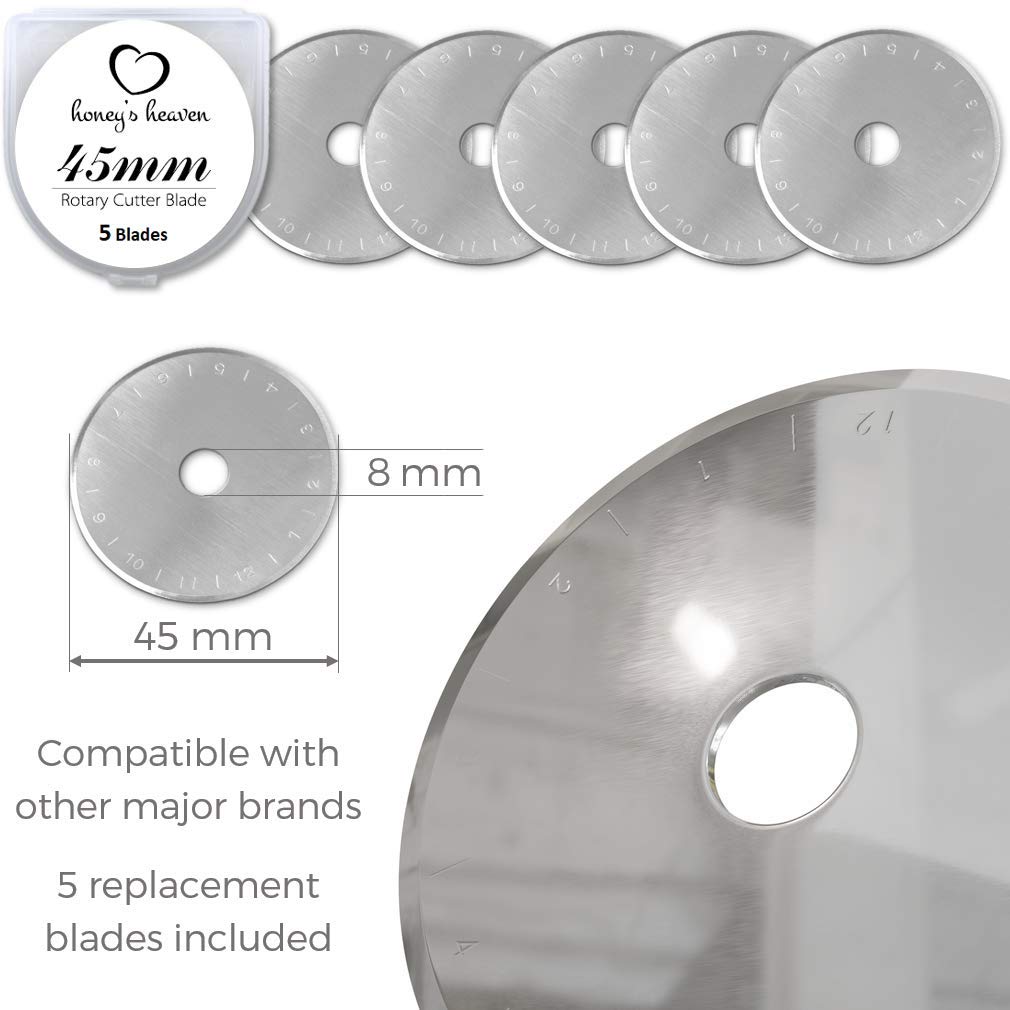 Rotary Cutter Set pink - Quilting Kit incl. 45mm Fabric Cutter, 5 Replacement Blades, A3 Cutting Mat, Acrylic Ruler and Craft Clips - Ideal for Crafting, Sewing, Patchworking, Crochet & Knitting Honey's Heaven