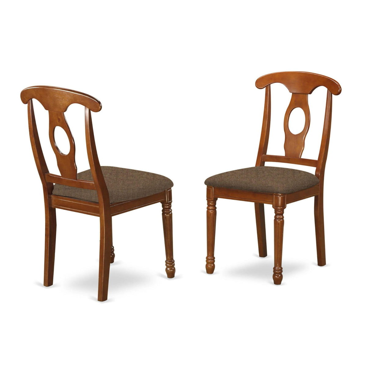 East West Furniture NAC-SBR-C Napoleon Kitchen Dining Linen Fabric Upholstered Solid Wood Chairs, Set of 2, Saddle Brown East West Furniture