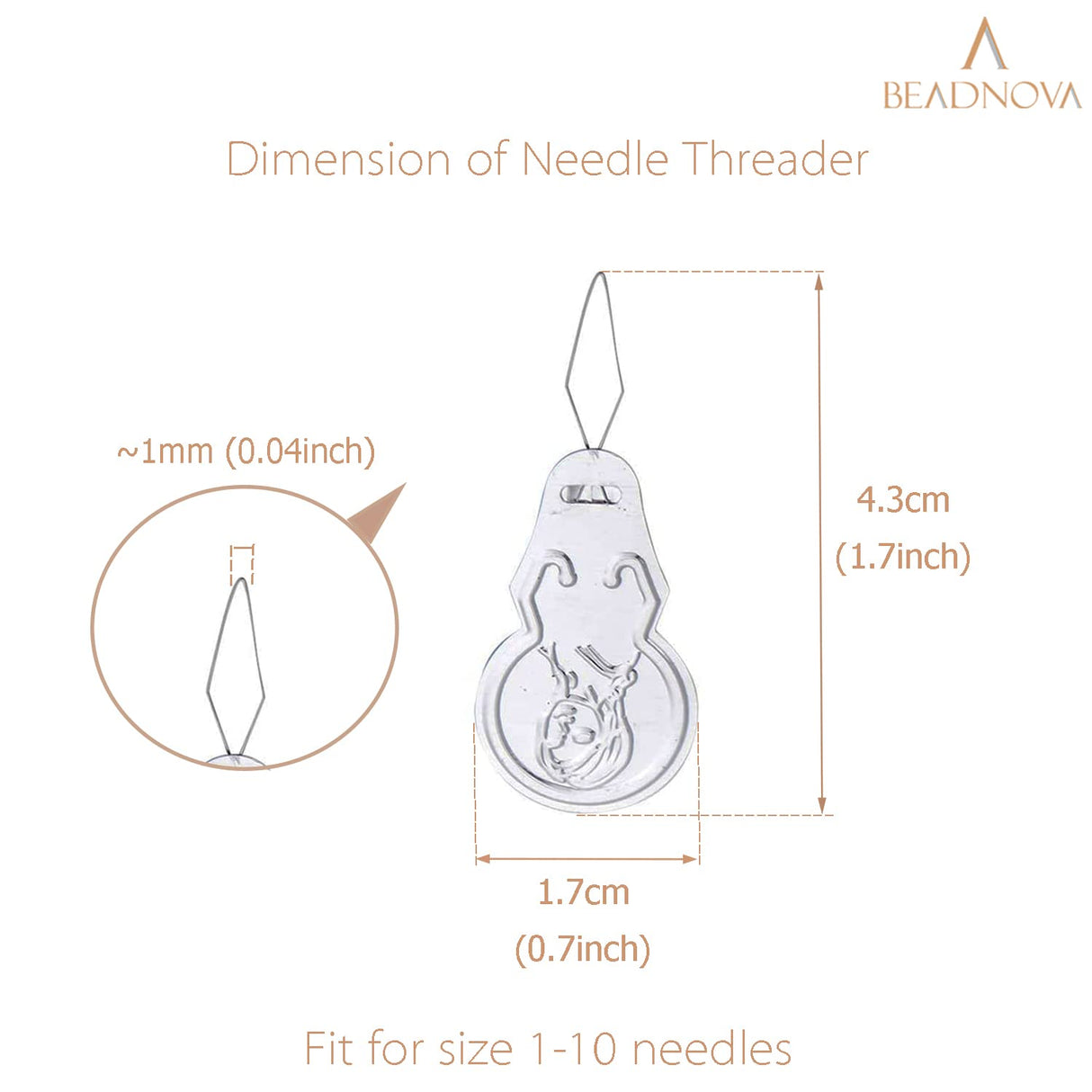 BEADNOVA Embroidery Needle Threader Tool 50pcs Aluminum Sewing Machine Needle Threader for Hand Sewing Cross Stitch Craft Knitting Quilting (50pcs) BEADNOVA