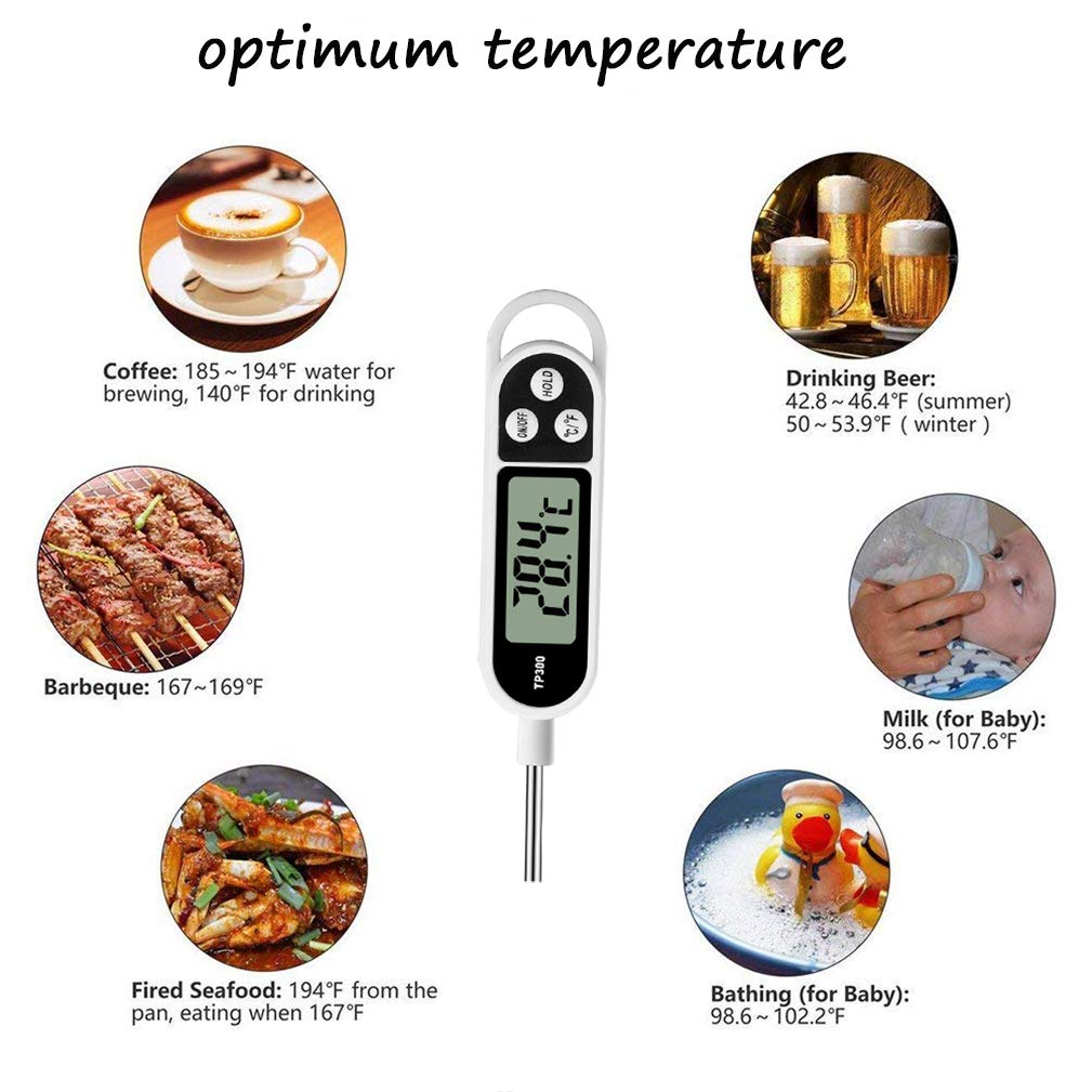 Digital Meat Food Thermometer for Cooking Kitchen BBQ, Probe Instant Read Thermometer with Long Probe for Candy Candle Milk Yogurt Deep Fry Roast Baking Temperature NANGOALA